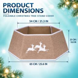 Shatchi 26.8 Inch Hexagonal Fabric Christmas Tree Collar in Grey, Foldable Tree Stand Cover in Green - thumbnail 3