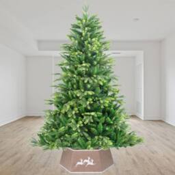 Shatchi 26.8Inch Christmas Tree Skirt Foldable Burlap Xmas Tree Stand Base Cover Collar Trunk Basket Ring for Tree Decorations in Beige - Size: 1 Pack - thumbnail 3