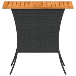 Berkfield Home Garden Table with Acacia Wood Top Black 105x75x72 cm Poly Rattan - Size: 105 x 75 x 72 cm - thumbnail 6