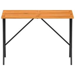 Berkfield Home Garden Table with Acacia Wood Top Black 105x75x72 cm Poly Rattan - Size: 105 x 75 x 72 cm - thumbnail 5