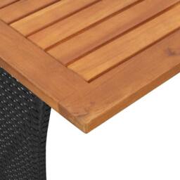 Berkfield Home Garden Table with Acacia Wood Top Black 105x75x72 cm Poly Rattan - Size: 105 x 75 x 72 cm - thumbnail 9