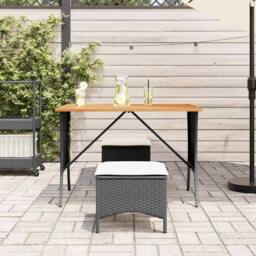 Berkfield Home Garden Table with Acacia Wood Top Black 105x75x72 cm Poly Rattan - Size: 105 x 75 x 72 cm - thumbnail 1