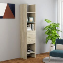 Berkfield Home Book Cabinet Sonoma Oak 40x35x180 cm Engineered Wood in Brown - Size: 40 x 35 x 180 cm - thumbnail 1