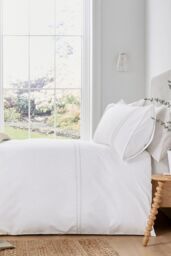 Murmur 'Catherine' Cotton Percale Duvet Cover in Ivory - Size: Super King - thumbnail 1