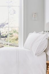 Murmur 'Catherine' Cotton Percale Duvet Cover in Ivory - Size: Super King - thumbnail 2