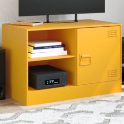 Berkfield Home TV Cabinet Mustard Yellow 67x39x44 cm Steel - Size: 67 x 39 x 44 cm