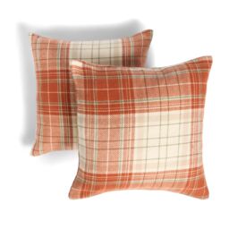 OHS 2 Pack Ultra Soft Classic Woven Check Square Cushion Covers, Rust in Burnt Orange - Size: 45 cm x 45 cm - thumbnail 1