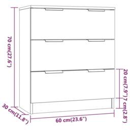 Berkfield Home Decorative 3 Piece Sideboards Sonoma Oak Engineered Wood in Light Tan - thumbnail 6