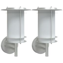 Berkfield Home Outdoor Wall Lights 2pcs Silver Stainless Steel - thumbnail 2