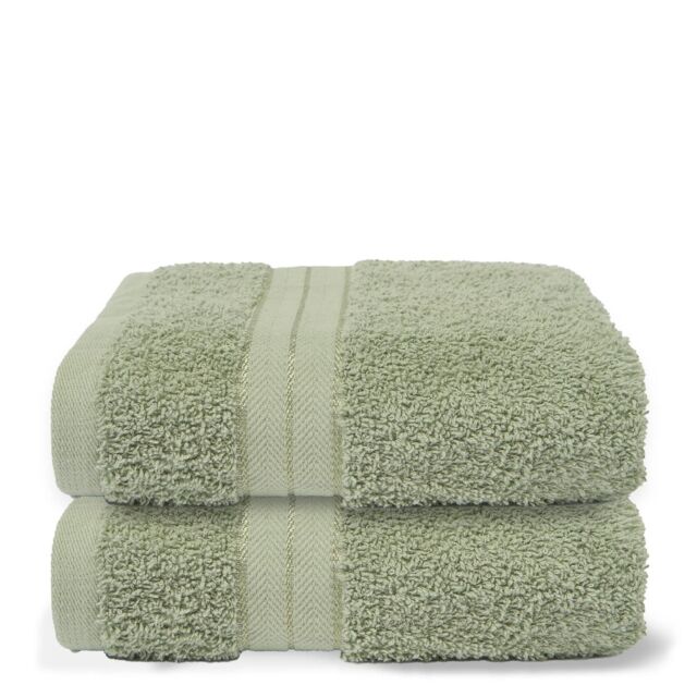 OHS 2 Pack of 100% Cotton Bathroom Hand Towel in Pale Green - image 1