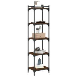 Berkfield Home Bookcase 5-Tier Brown Oak 40x30x154 cm Engineered Wood - Size: 40 x 30 x 154 cm - thumbnail 3
