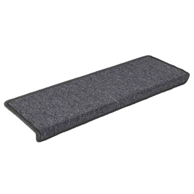 Berkfield Home Decorative Carpet Stair Treads 15 pcs 65x21x4 cm Grey & Black - Size: Medium - image 1