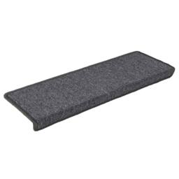 Berkfield Home Decorative Carpet Stair Treads 15 pcs 65x21x4 cm Grey & Black - Size: Medium - thumbnail 1