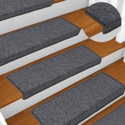 Berkfield Home Decorative Carpet Stair Treads 15 pcs 65x21x4 cm Grey & Black - Size: Medium - thumbnail 2