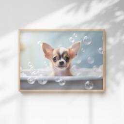 60 SECOND MAKEOVER Chihuahua In The Bath Quirky Animal Print - Size: A4 - thumbnail 1