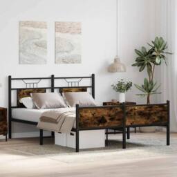 Berkfield Home Durable Bed Frame without Mattress Smoked Oak 140x190 cm Engineer in Brown - thumbnail 5