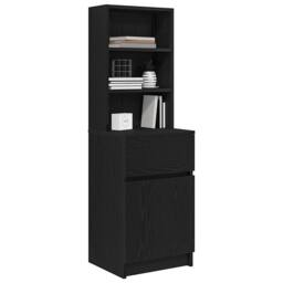 Berkfield Home Bedside Cabinet Black 39x35x125 cm Engineered Wood - Size: 39 x 35 x 125 cm - thumbnail 4