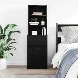 Berkfield Home Bedside Cabinet Black 39x35x125 cm Engineered Wood - Size: 39 x 35 x 125 cm - thumbnail 3