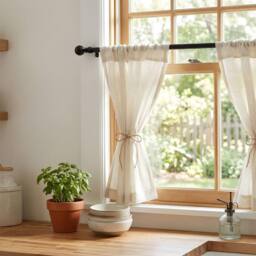 Harbour Housewares Extendable Metal Ball Curtain Pole Kit - 83 to 120cm in Black - thumbnail 2