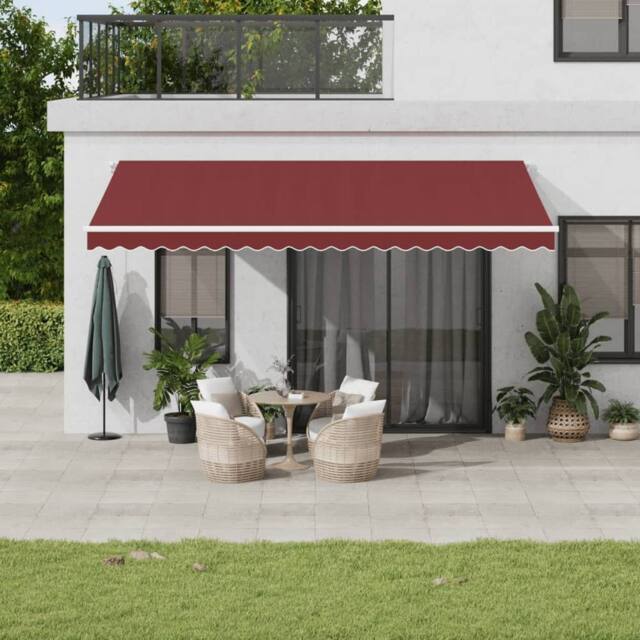 Berkfield Home Manual Retractable Awning with LED Burgundy 500x300 cm in Red - image 1