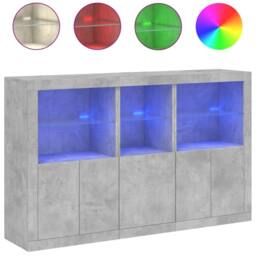 Berkfield Home Sideboard with LED Lights Concrete Grey 162x37x100 cm - Size: 162 x 37 x 100 cm