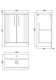 Balterley Floor Standing 2 Door Vanity Unit - Mid-Edge Basin 600mm, Satin White - thumbnail 8