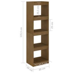 Berkfield Home Book Cabinet Room Divider Honey Brown 40x30x135.5 cm Pinewood - thumbnail 8