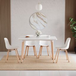Home Discount Vida Designs Batley 4 Seater Square Dining Table MDF Solid Beech Wood Dining Kitchen Furniture in White - thumbnail 2