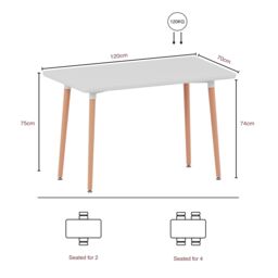 Home Discount Vida Designs Batley 4 Seater Square Dining Table MDF Solid Beech Wood Dining Kitchen Furniture in White - thumbnail 3