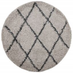 Berkfield Home Shaggy Rug PAMPLONA High Pile Modern Beige & Anthracite √ò 100 cm - Size: Medium - thumbnail 2