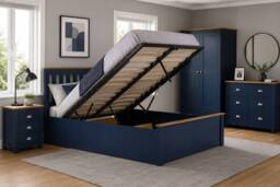 Birlea Small Double Ottoman Bed Navy Blue Aspen Wood Frame Storage 4FT Oak - thumbnail 3