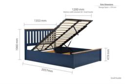 Birlea Small Double Ottoman Bed Navy Blue Aspen Wood Frame Storage 4FT Oak - thumbnail 4