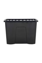 Wham Crystal 4 x 80L Stackable Plastic Storage Boxes with Lids in Black - thumbnail 2