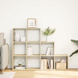 Berkfield Home Room Divider Bookcase 3-Tier Sonoma Oak 137.5x29x103.5 cm Engineered Wood in Brown - thumbnail 3