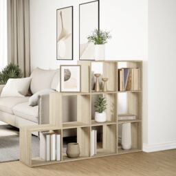 Berkfield Home Room Divider Bookcase 3-Tier Sonoma Oak 137.5x29x103.5 cm Engineered Wood in Brown - thumbnail 4