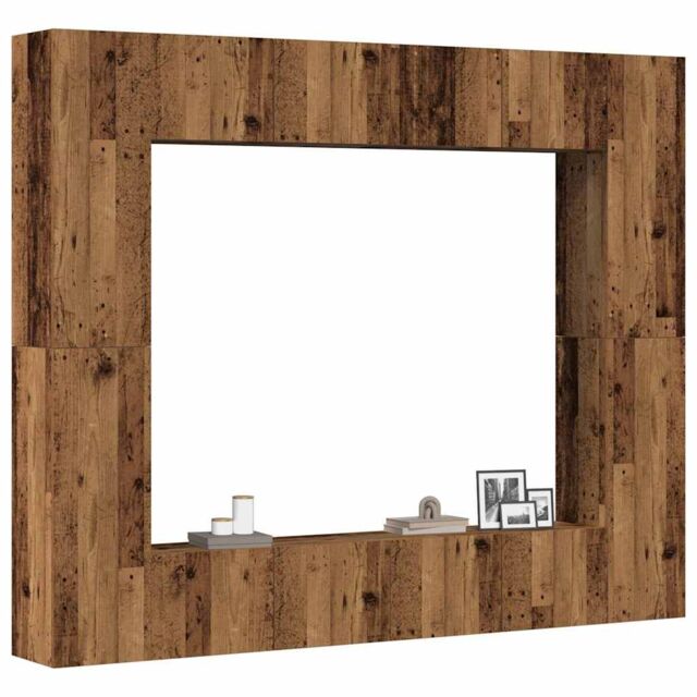 Berkfield Home Wall Mounted TV cabinets 8 pcs Old Wood Engineered Wood in Brown - image 1