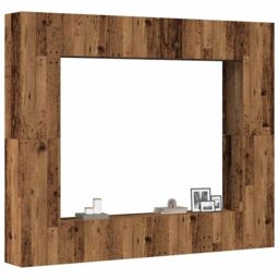 Berkfield Home Wall Mounted TV cabinets 8 pcs Old Wood Engineered Wood in Brown - thumbnail 1