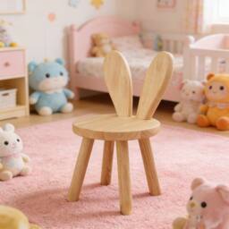 Ventryn Creative Rabbit Solid Wood Stool Low Shoe Changing Bench in Brown - thumbnail 3