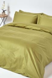 Homescapes Egyptian Cotton Fitted Sheet 12 inch 1000 Thread Count in Olive - Size: Single Fitted - thumbnail 3