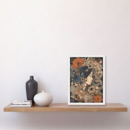 Artery8 Woman Floral Profile Portrait Boho Art Nouveau Artwork Framed Wall Art Print A4 in White - thumbnail 2