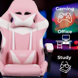 Neo Foot Turbo Massage Leather Recliner PC Gaming Chair with Footrest in Pink - thumbnail 5