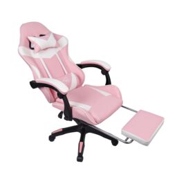 Neo Foot Turbo Massage Leather Recliner PC Gaming Chair with Footrest in Pink - thumbnail 7