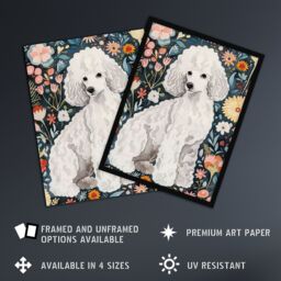 "Artery8 Elegant Poodle Dog Lover Pet with Wildflowers Wall Art Print - Size: W12"" x H16""" - thumbnail 2