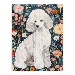 "Artery8 Elegant Poodle Dog Lover Pet with Wildflowers Wall Art Print - Size: W12"" x H16""" - thumbnail 1