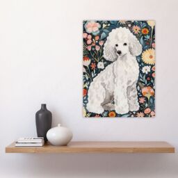 "Artery8 Elegant Poodle Dog Lover Pet with Wildflowers Wall Art Print - Size: W12"" x H16""" - thumbnail 4