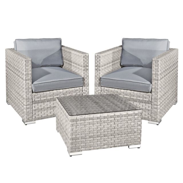 Oseasons Malta Rattan 2 Seat Tea for Two Set in Dove Grey - image 1