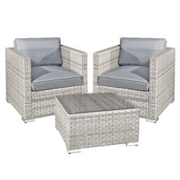 Oseasons Malta Rattan 2 Seat Tea for Two Set in Dove Grey - thumbnail 1