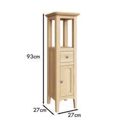 FWStyle Ready Assembled Ash Wood Tall Cabinet Cupboard 1 Door 1 Drawer in Brown - thumbnail 5