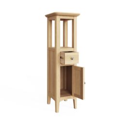 FWStyle Ready Assembled Ash Wood Tall Cabinet Cupboard 1 Door 1 Drawer in Brown - thumbnail 3