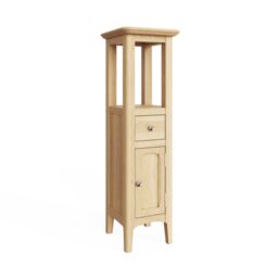FWStyle Ready Assembled Ash Wood Tall Cabinet Cupboard 1 Door 1 Drawer in Brown - thumbnail 2